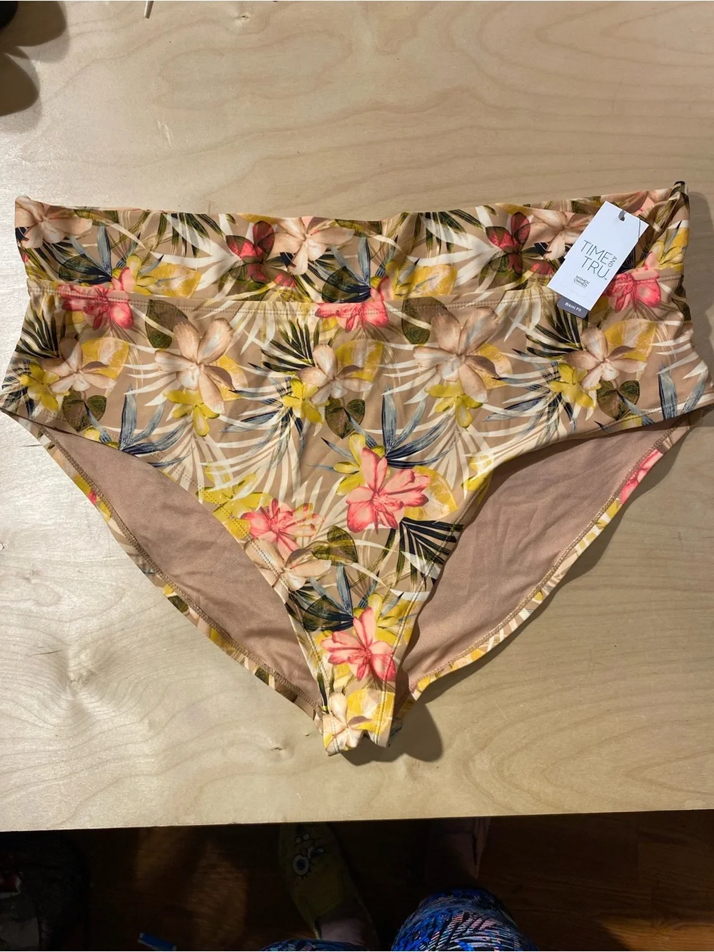 Time and Tru Floral High-Waist Bikini Bottoms 3X(24W-26W) (RG)